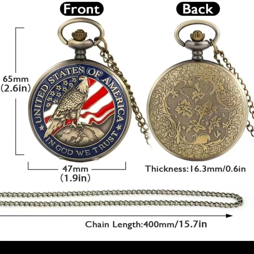 Vintage Bronze American Necklace Pendant Pocket Watch Best Collectibles Pocket